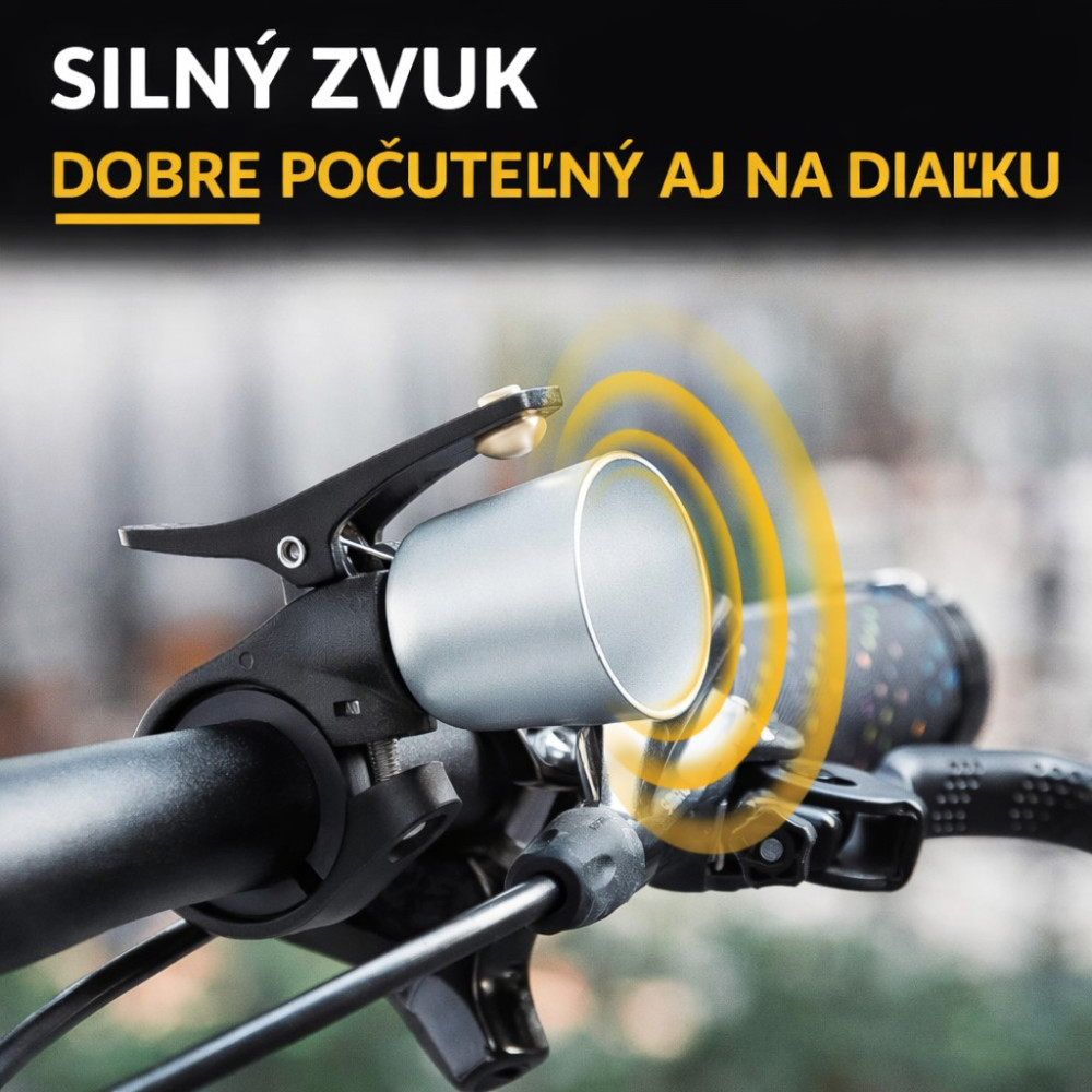 Zvonček RockBros,medená zliatina, 100 dB, strieborný